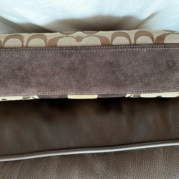 Coach Small Suede and Canvas Shoulder Purse - Picture 5 of 11